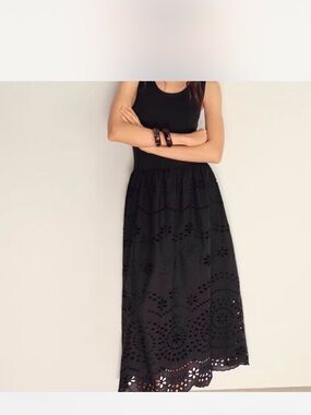 Mango Black Eyelet Midi Dress